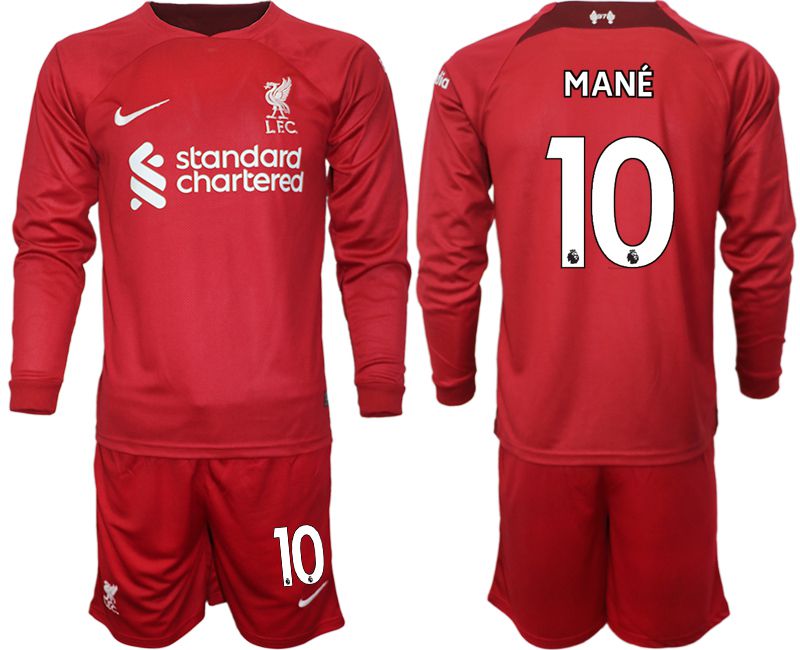 Men 2022-2023 Club Liverpool home long sleeves red 10 Soccer Jersey